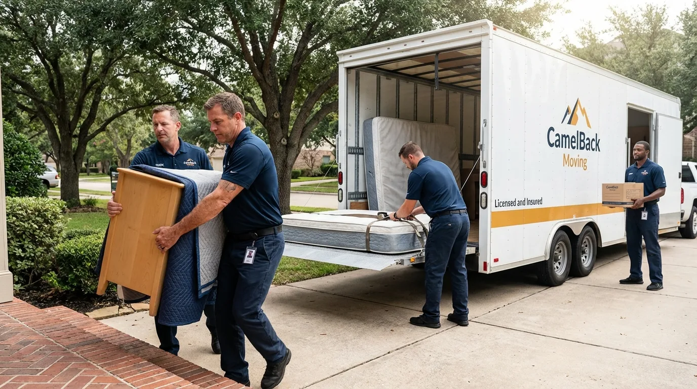 Crew loading residential truck for cross-state move from Provo, UT