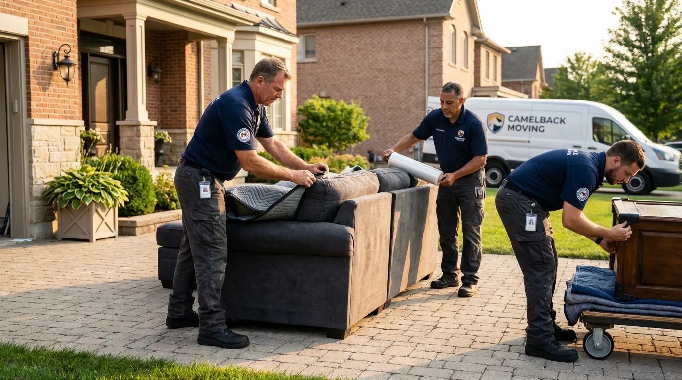 Large estate moving crew wrapping furniture in Provo, UT