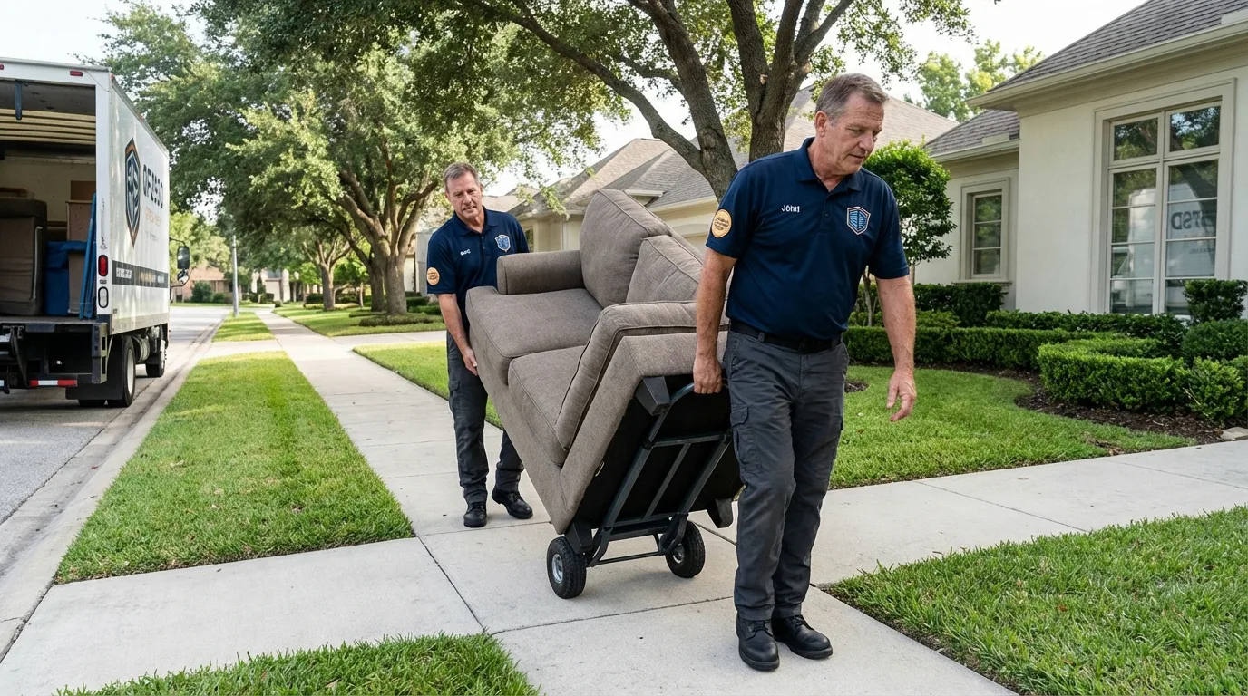 Local residential moving crew loading furniture in Provo, UT