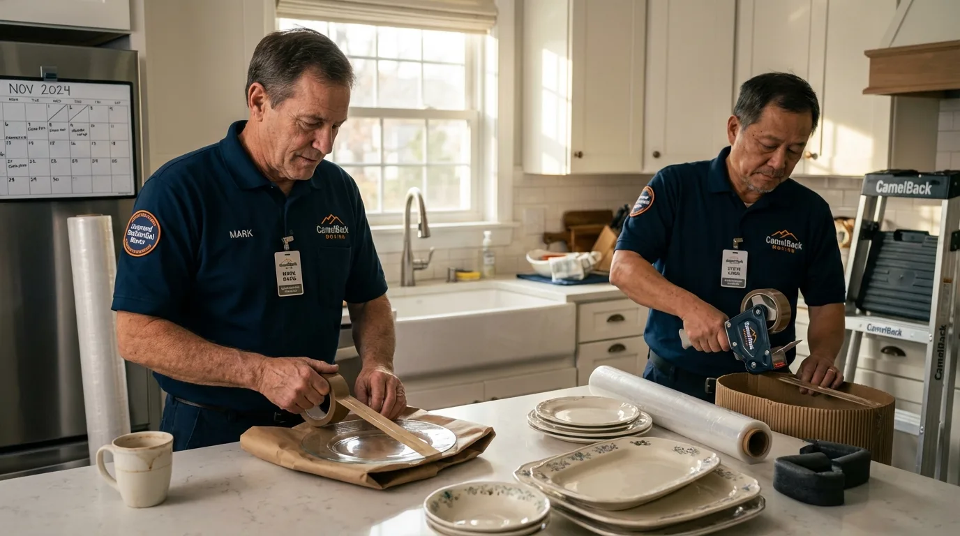 Professional crew packing kitchen dishware in Provo, UT